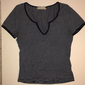 blue and white striped shirt